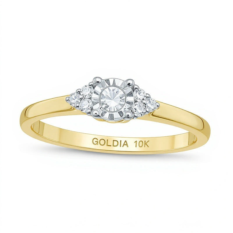 0.1 ct. Gesamtgewicht Diamant Freundschaftsring im Marquise-Schliff in 10K Gelbgold