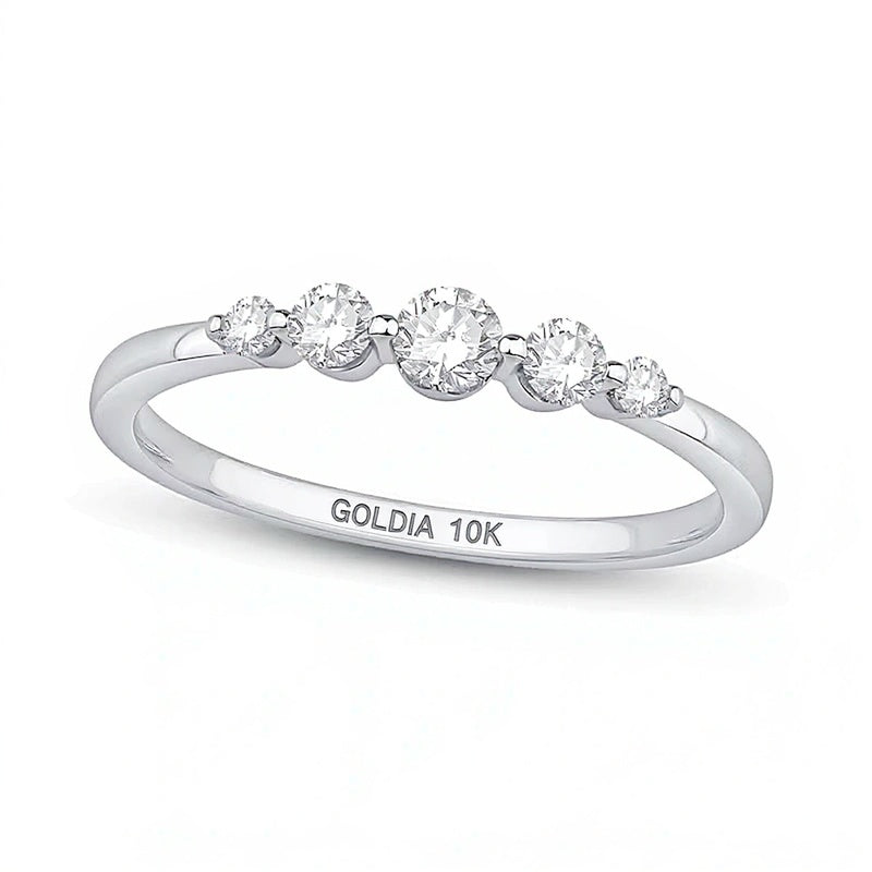 0.33 CT. Gesamtgewicht Labordiamant Fünfstein-Ring in 10K Weißgold (F/VS2)