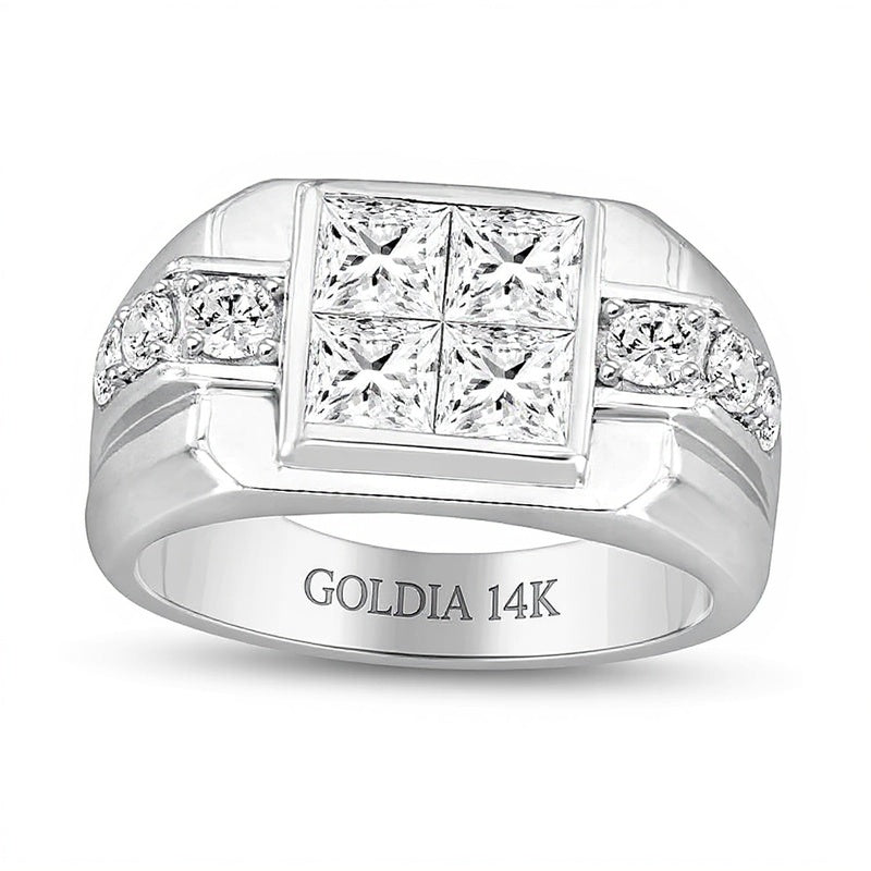 2.75 CT. Gesamtgewicht Ring mit Labordiamanten im Quad-Square-Schliff in 14K Weißgold (F/SI2)