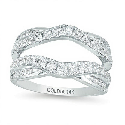 1.0 CT. Gesamtgewicht Diamant Criss-Cross Ring Solitär-Enhancer in 14K Weißgold