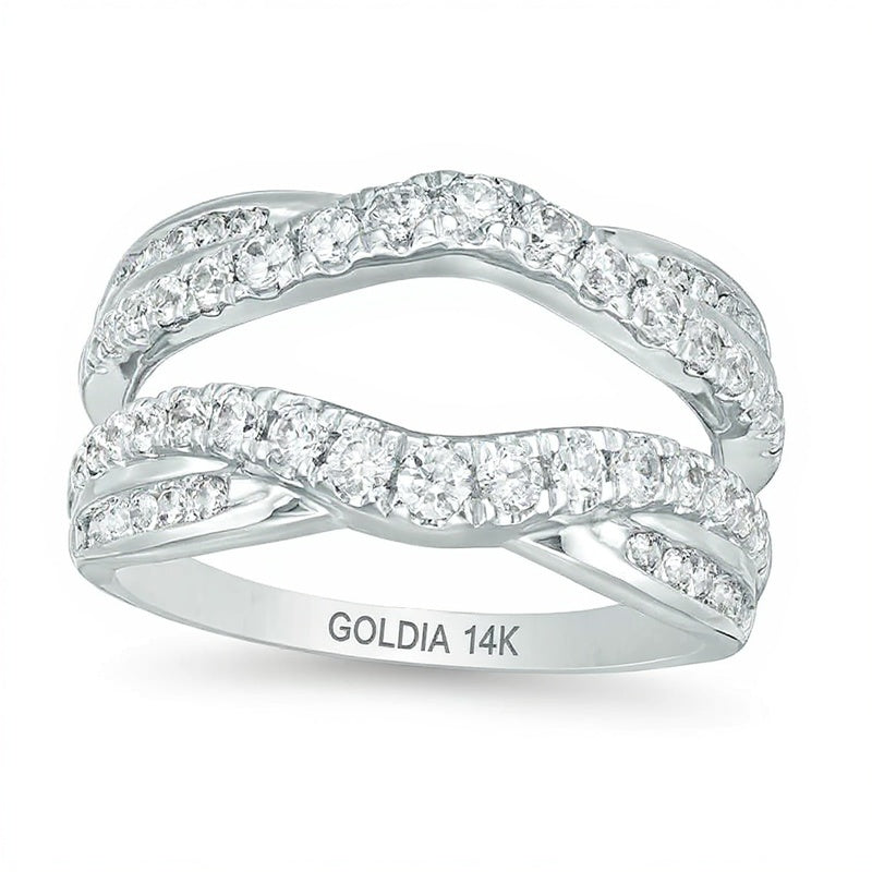 1.0 CT. Gesamtgewicht Diamant Criss-Cross Ring Solitär-Enhancer in 14K Weißgold