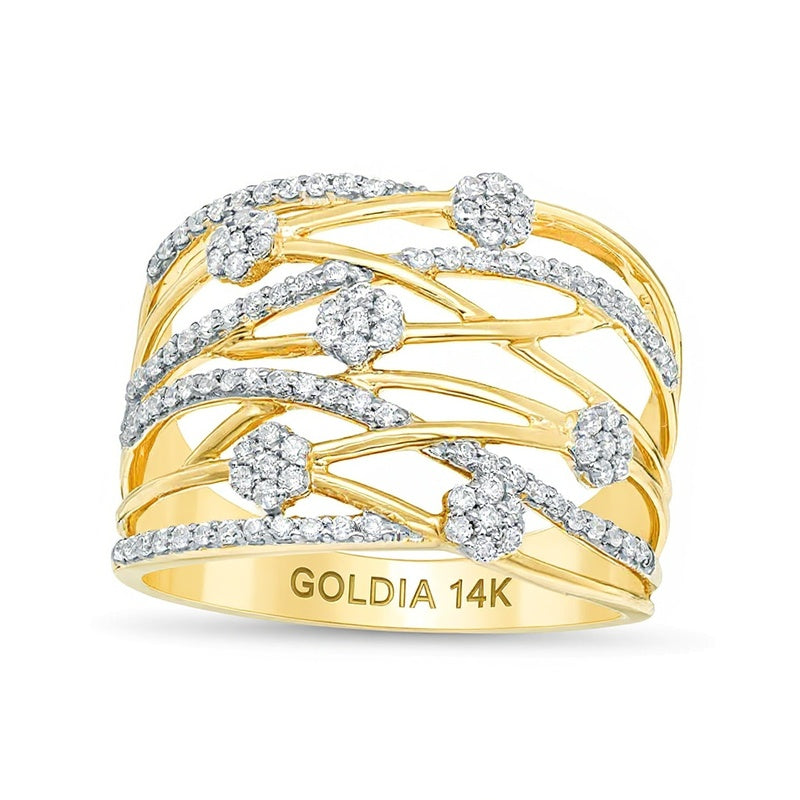 Fashion-Ring mit 0,5 ct. Gesamtgewicht Diamanten in 14K Gelbgold