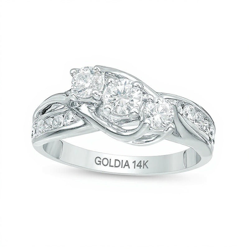 1.0 CT. Gesamtgewicht Diamant Dreistein Verlobungsring in 14K Weißgold