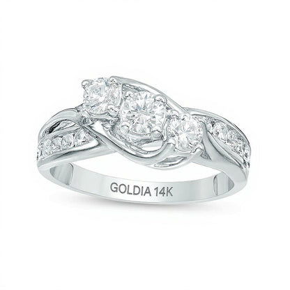 1.0 CT. Gesamtgewicht Diamant Dreistein Verlobungsring in 14K Weißgold