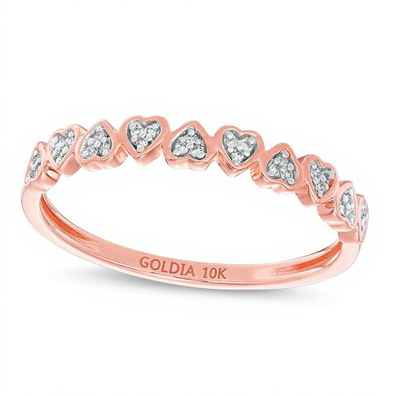 0,05 ct. Gesamtgewicht Diamant-Ring mit Herzmotiv zum Stapeln in 10K Roségold