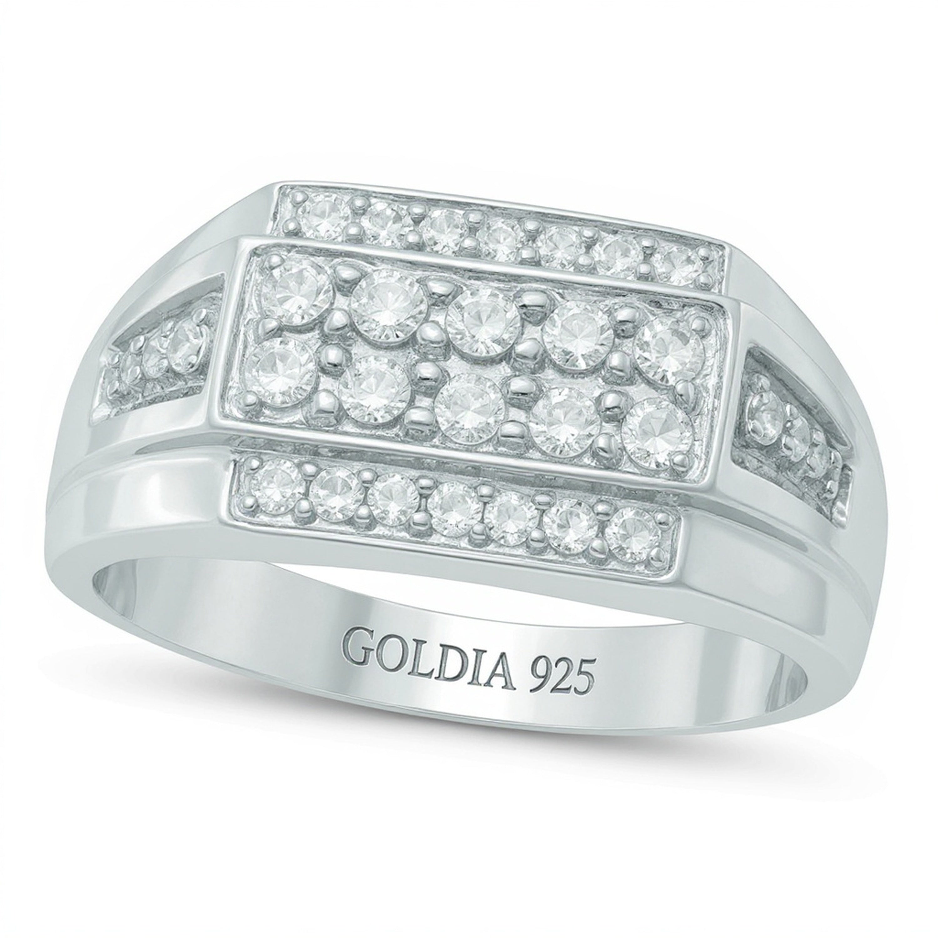 Diamant-Ring 0.75 CT. Gesamtgewicht in rhodiniertem Sterlingsilber