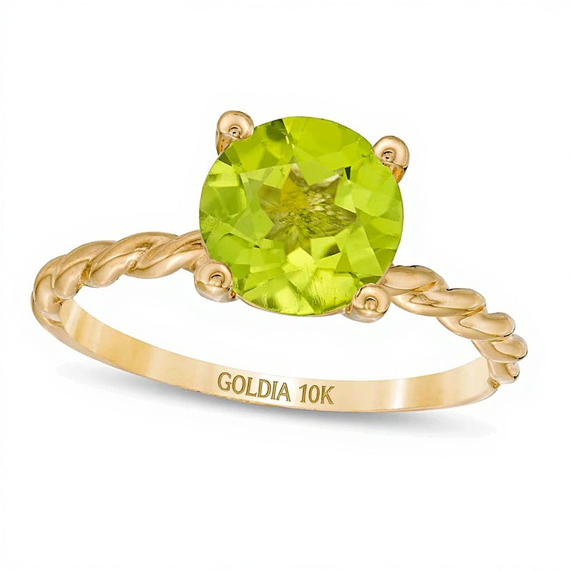 8.0mm Peridot Solitär Ring mit Rope-Schiene in 10K Gelbgold