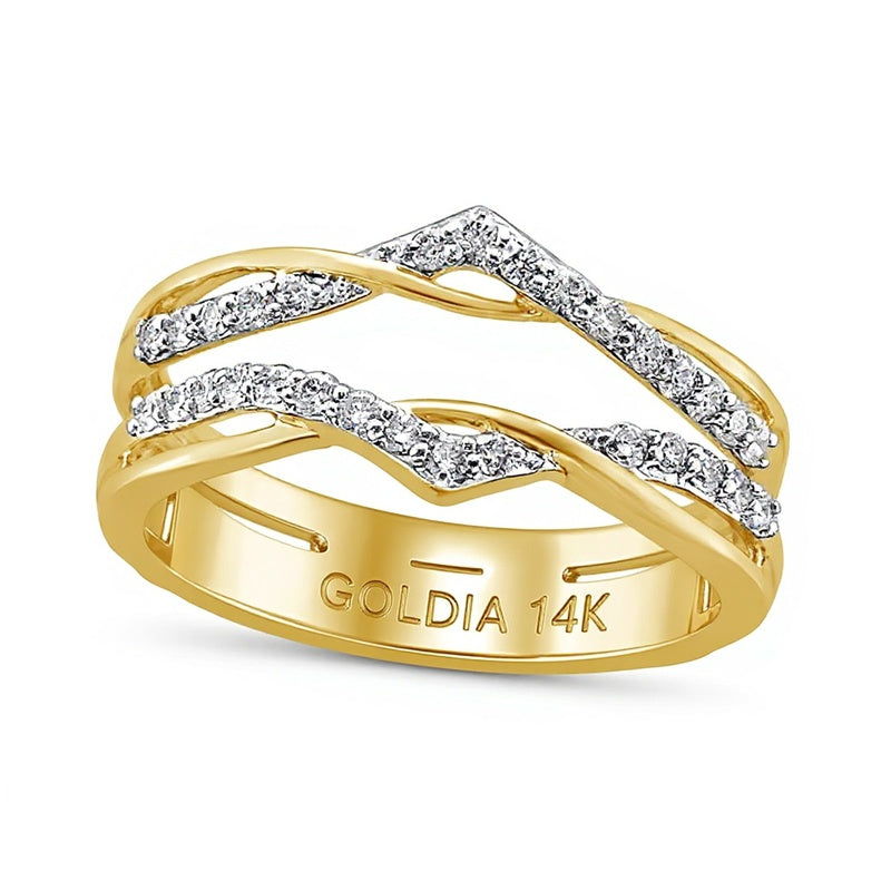 0.25 ct. Gesamtgewicht Diamant Crossover Chevron Solitär-Enhancer in 14K Gelbgold