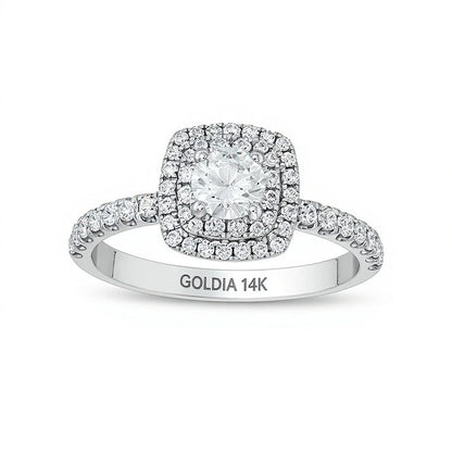 1.0 ct. Gesamtgewicht Diamant Halo-Verlobungsring in 14K Weißgold