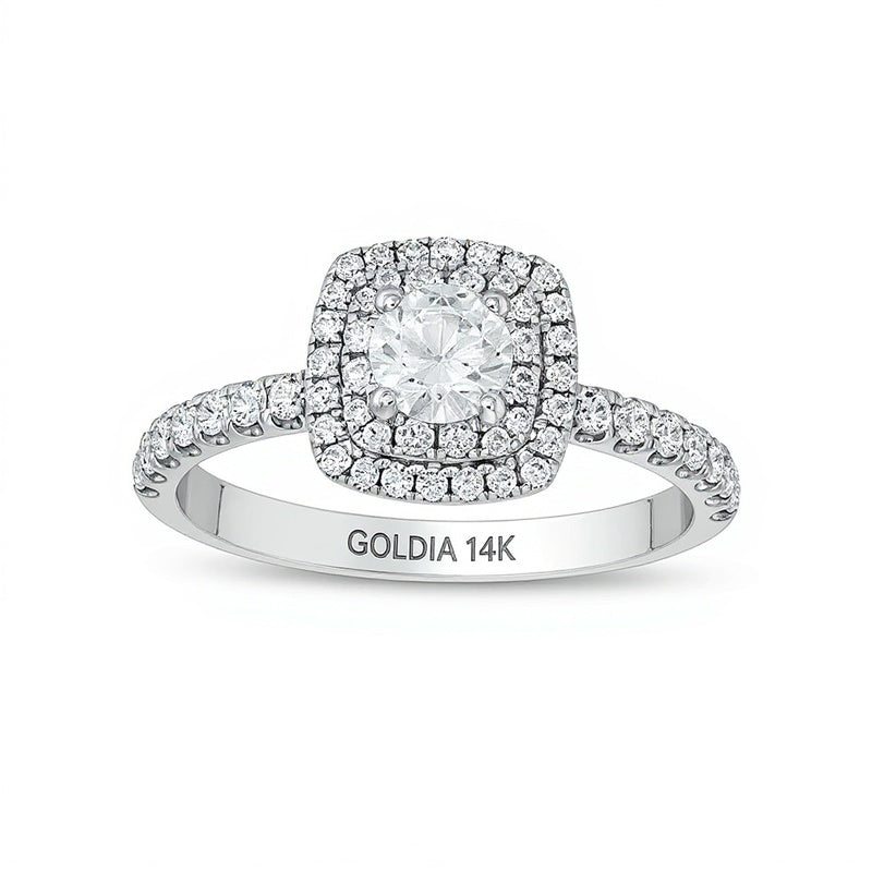 1.0 ct. Gesamtgewicht Diamant Halo-Verlobungsring in 14K Weißgold