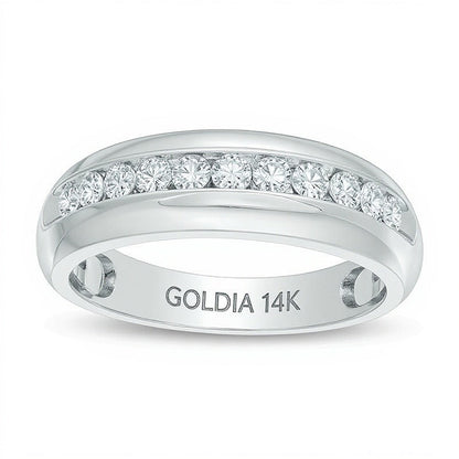 0.5 CT. Gesamtgewicht Diamant-Ehering aus 14K Weißgold