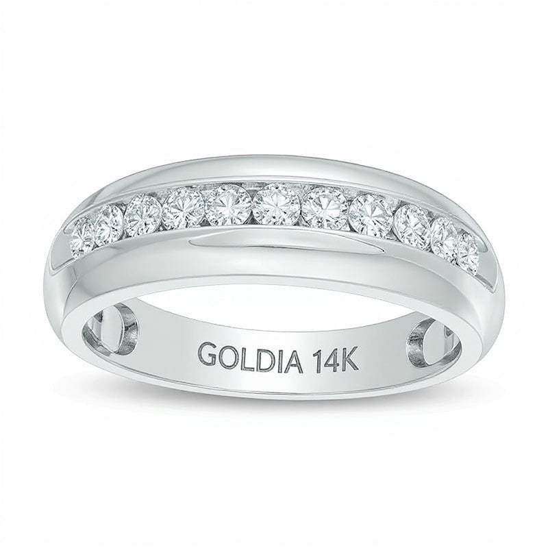 0.5 CT. Gesamtgewicht Diamant-Ehering aus 14K Weißgold