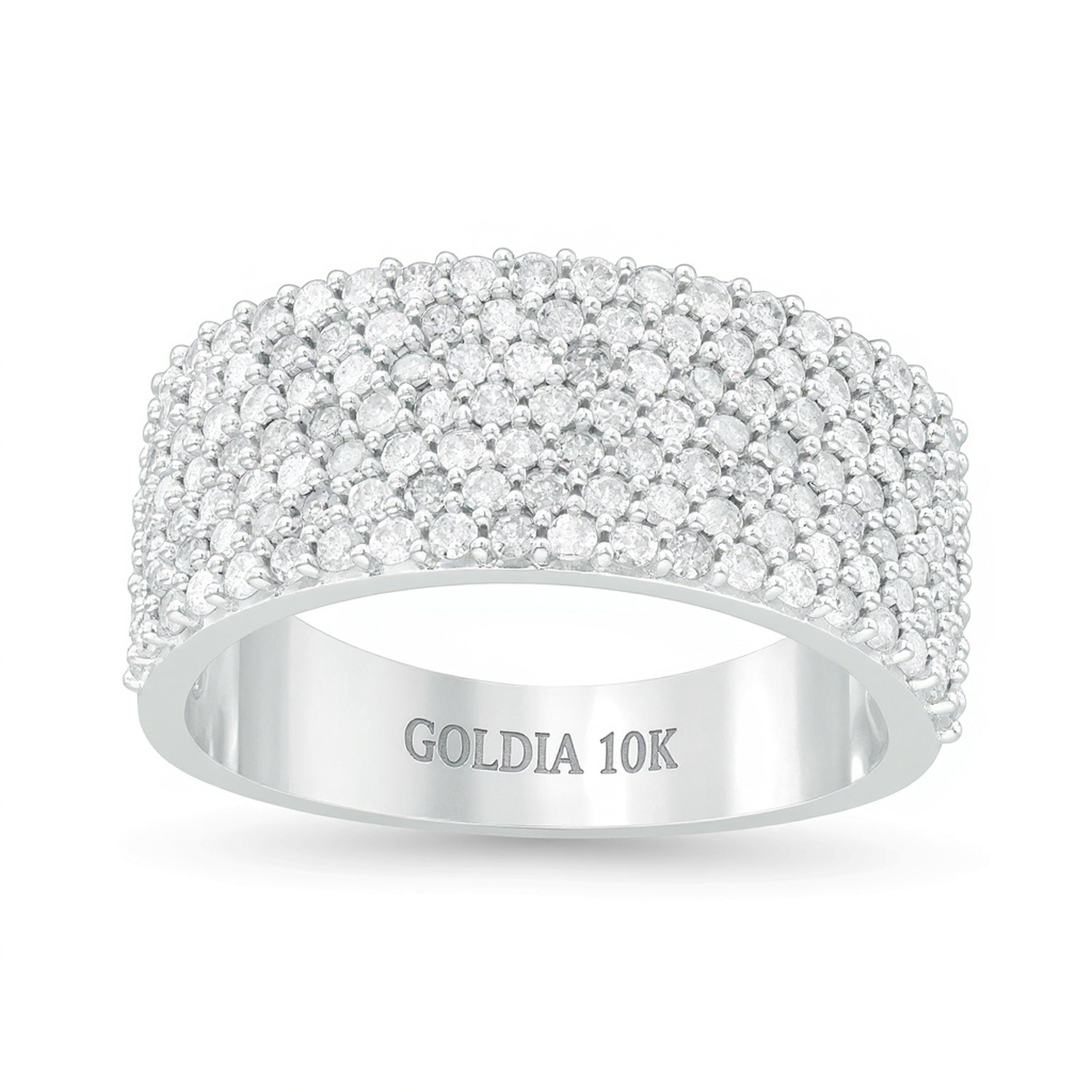 1.0 ct. Gesamtgewicht mehrreihiger Diamant-Ring in 10K Weißgold
