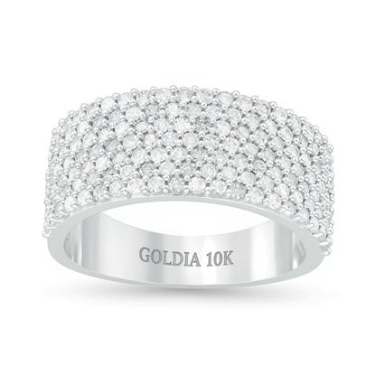 1.0 ct. Gesamtgewicht mehrreihiger Diamant-Ring in 10K Weißgold