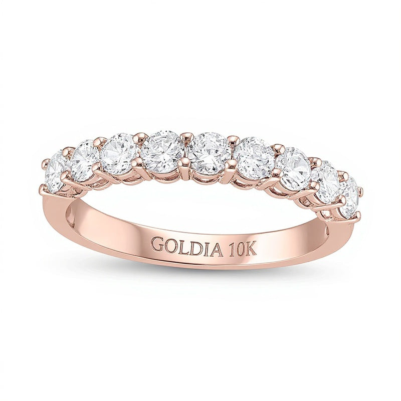 0.75 ct. Gesamtgewicht Diamant-Ring mit neun Steinen in 10K Roségold (I/I2)