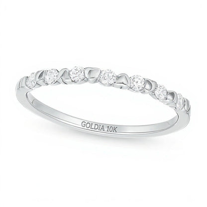 0.2 ct. Gesamtgewicht Diamant Ring mit Herzmuster zum Stapeln in 10K Weißgold