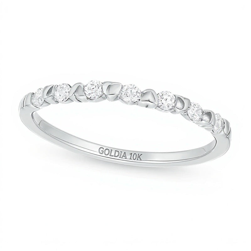 0.2 ct. Gesamtgewicht Diamant Ring mit Herzmuster zum Stapeln in 10K Weißgold
