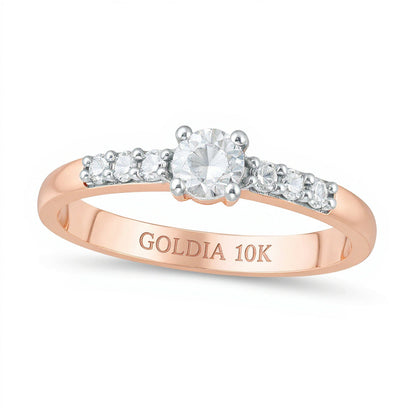 0.33 CT. Gesamtgewicht Diamant Verlobungsring als Solitär mit seitlichem Besatz in 10K Roségold