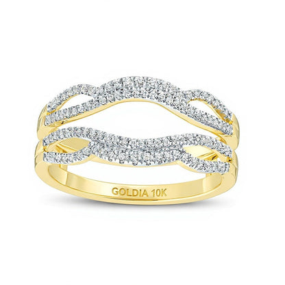 0.25 ct. Gesamtgewicht Diamant Wavy Enhancer Ring in 10K Gelbgold