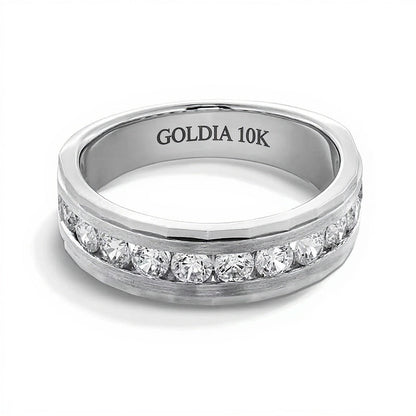 1.0 CT. TW Diamant Memoire-Ring kanalgefasst in 10K Weißgold