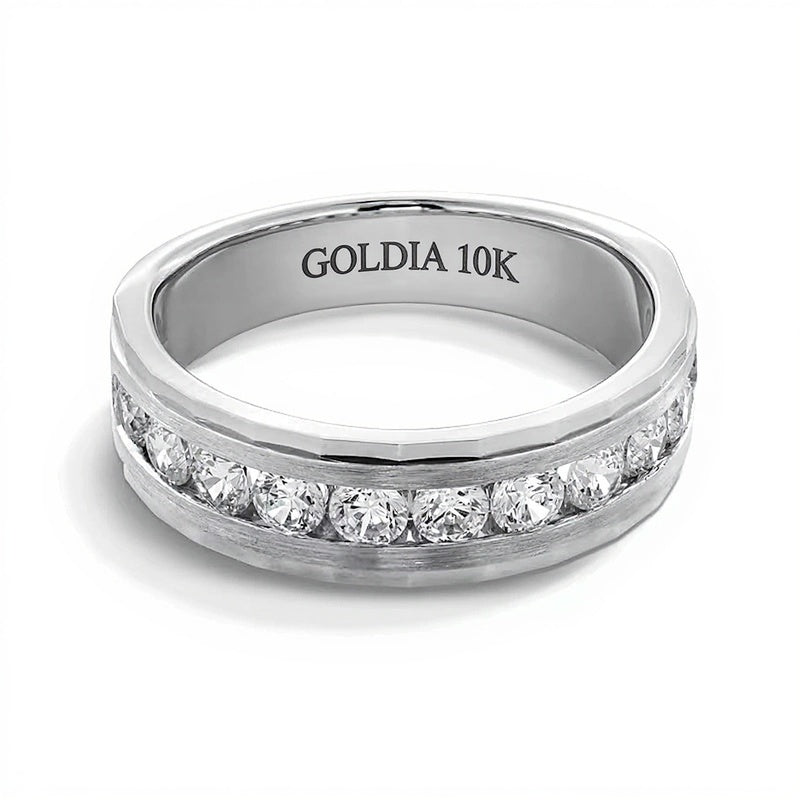 1.0 CT. TW Diamant Memoire-Ring kanalgefasst in 10K Weißgold