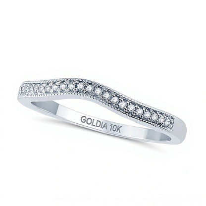 0.1 ct. Gesamtgewicht Diamant Ehering im Vintage-Stil mit Kontur in 10K Weißgold