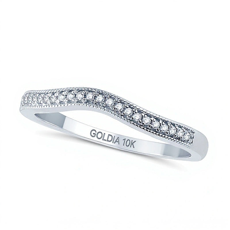 0.1 ct. Gesamtgewicht Diamant Ehering im Vintage-Stil mit Kontur in 10K Weißgold