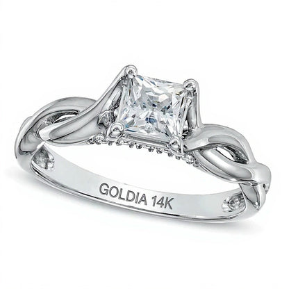 1.0 CT. Gesamtgewicht Diamant-Verlobungsring im Princess-Schliff mit gedrehter Ringschiene in 14K Weißgold (J/I3)
