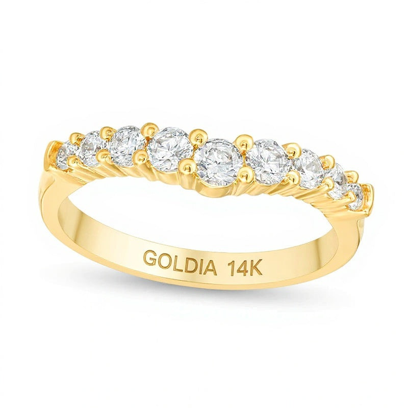 Ehering mit Diamanten 0.5 ct. Gesamtgewicht rund in 14K Gelbgold