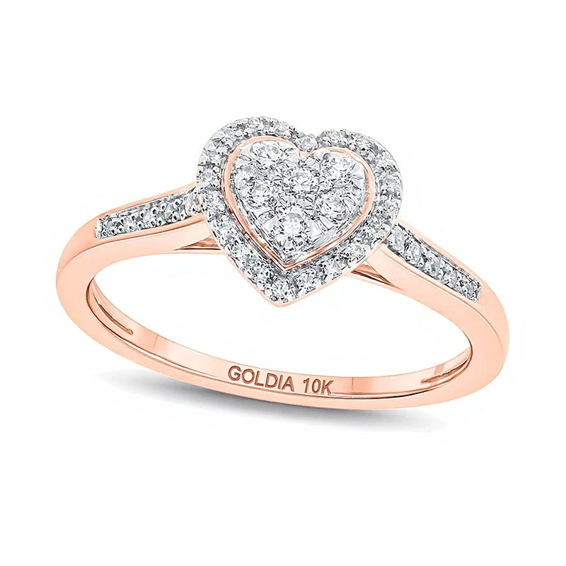 Freundschaftsring mit Diamanten in Herz-Form 0,2 ct. Gesamtgewicht in 10K Roségold