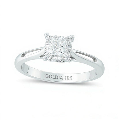 0.38 CT. Diamant-Solitär-Verlobungsring im Princess-Schliff in 10K Weißgold