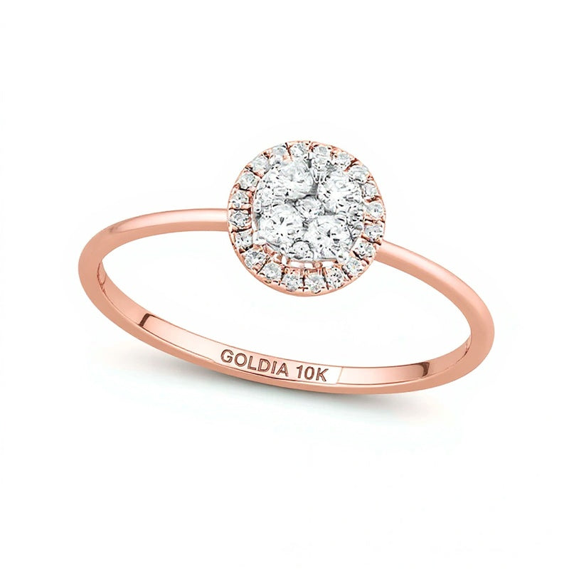 0.2 ct. Gesamtgewicht Komposit-Diamant Freundschaftsring in 10K Roségold