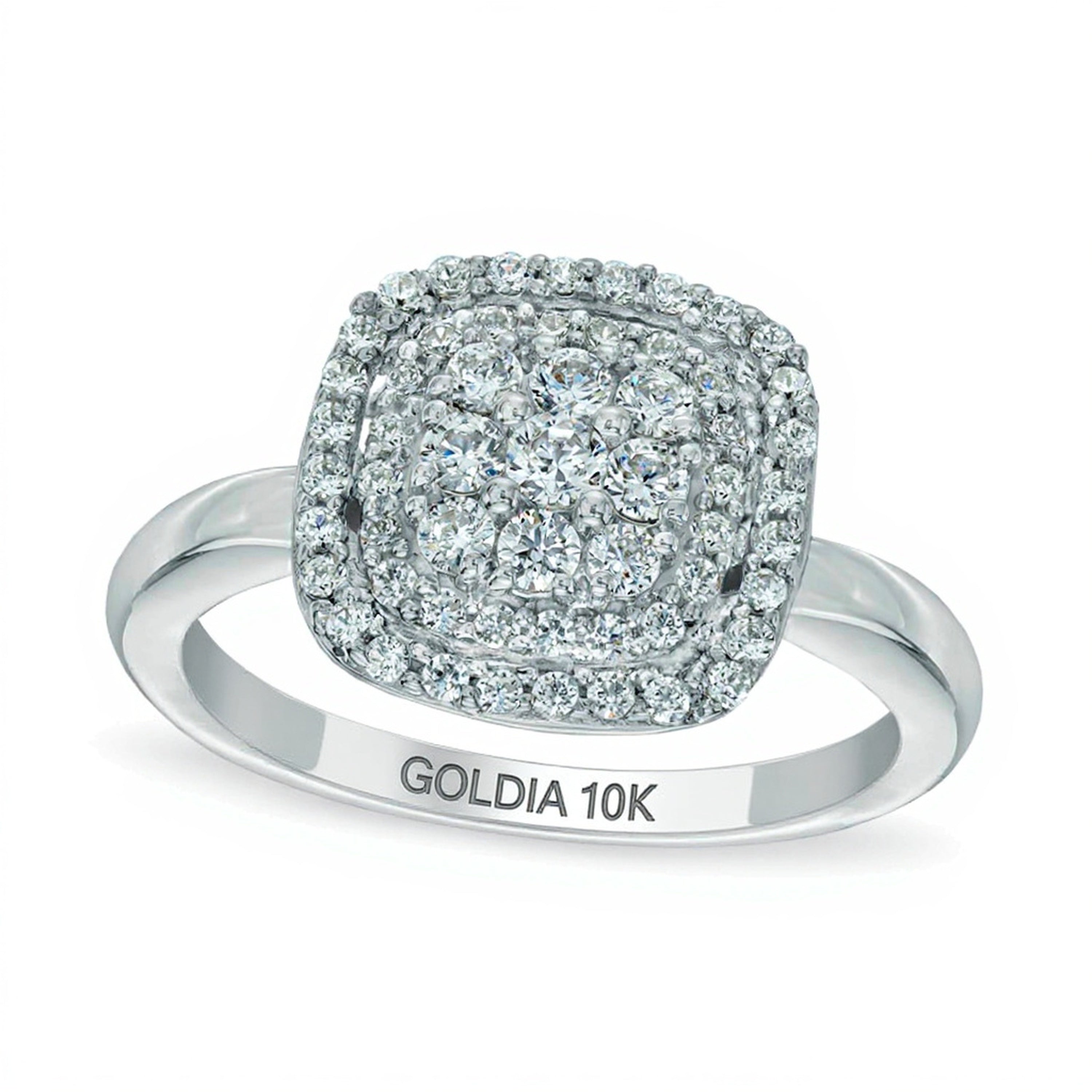 0.5 ct. Gesamtgewicht Diamant Fashion-Ring mit Kissenschliff-Rahmen in 10K Weißgold