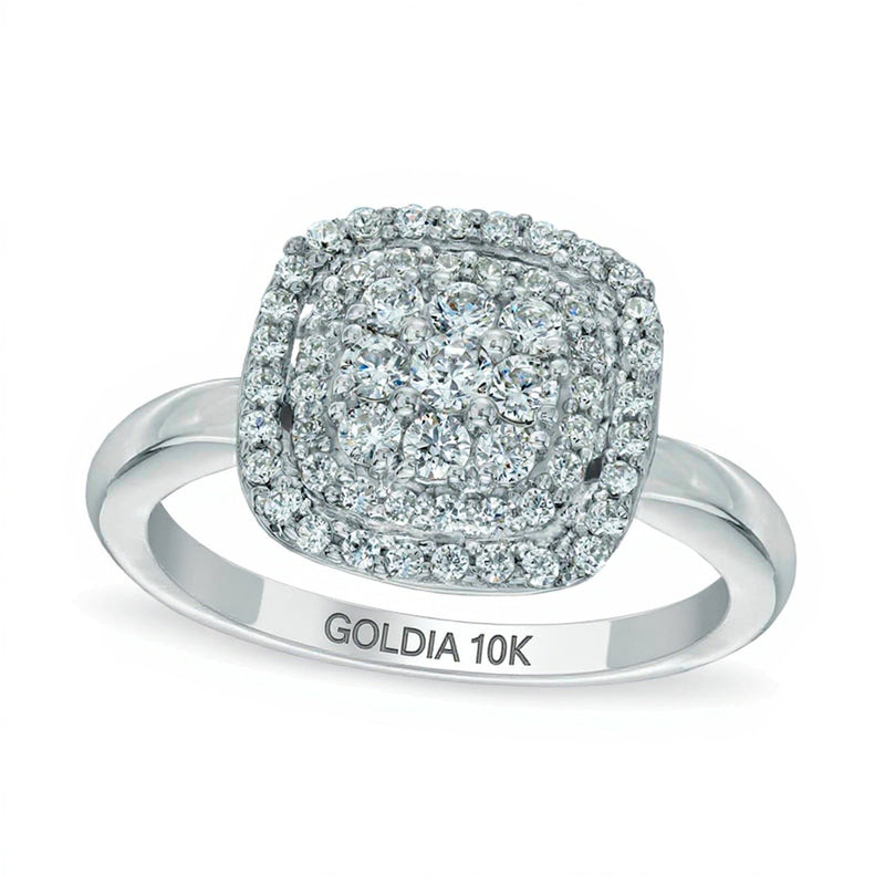 0.5 ct. Gesamtgewicht Diamant Fashion-Ring mit Kissenschliff-Rahmen in 10K Weißgold