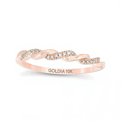 0.05 ct. Gesamtgewicht Diamant Twist-Ehering in 10K Roségold