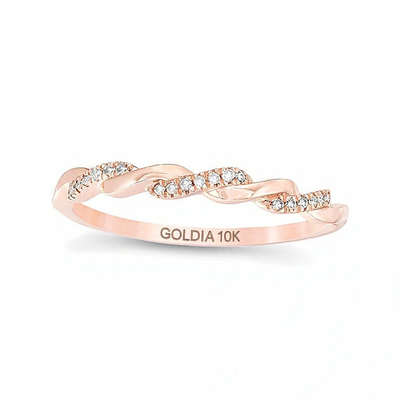 0.05 ct. Gesamtgewicht Diamant Twist-Ehering in 10K Roségold