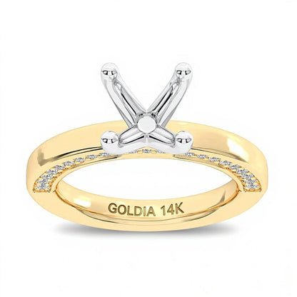 0.33 ct. Gesamtgewicht Diamant Vier-Krappen Solitär Fassung in 14K Gelbgold