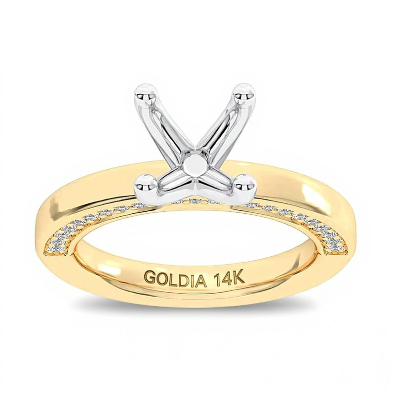 0.33 ct. Gesamtgewicht Diamant Vier-Krappen Solitär Fassung in 14K Gelbgold