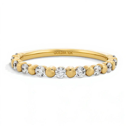 0.38 ct. Gesamtgewicht Labordiamant Ring zum Stapeln mit alternierendem Besatz in 10K Gelbgold (F/VS2)