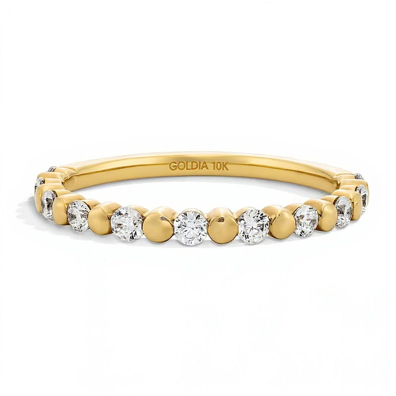 0.38 ct. Gesamtgewicht Labordiamant Ring zum Stapeln mit alternierendem Besatz in 10K Gelbgold (F/VS2)