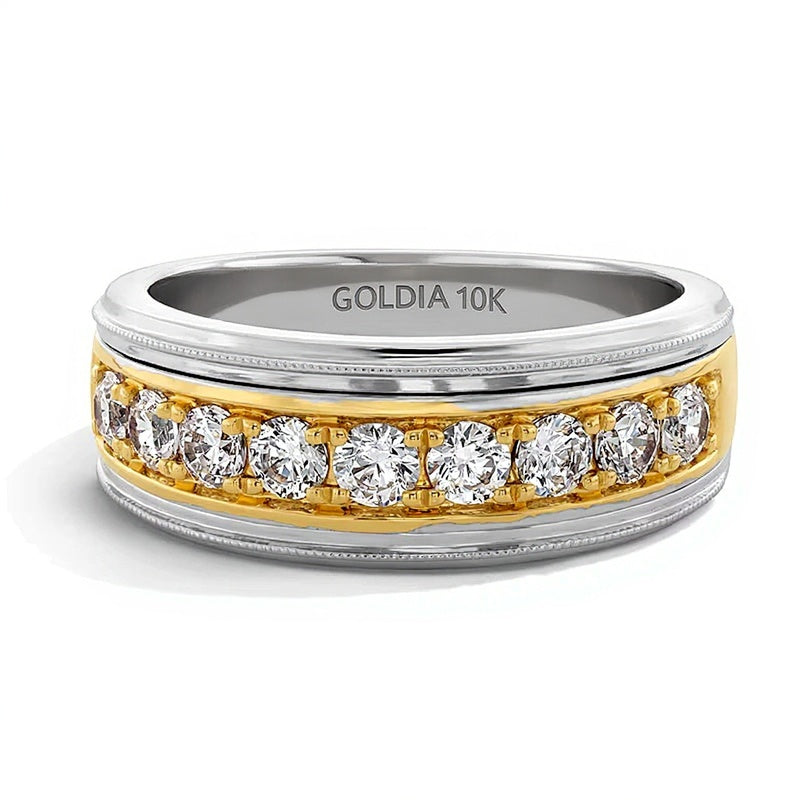 1.0 ct. Gesamtgewicht Labordiamant Ring im Vintage-Stil in 10K Bicolor Gold (F/VS2)