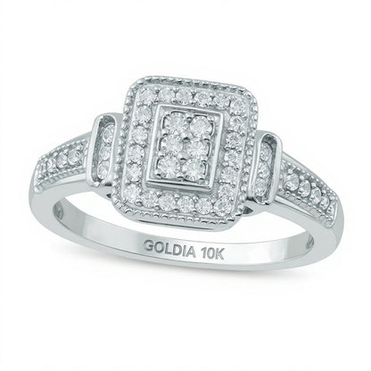 0.25 CT. Gesamtgewicht Multi-Diamant Ring mit rechteckigem Rahmen in 10K Weißgold