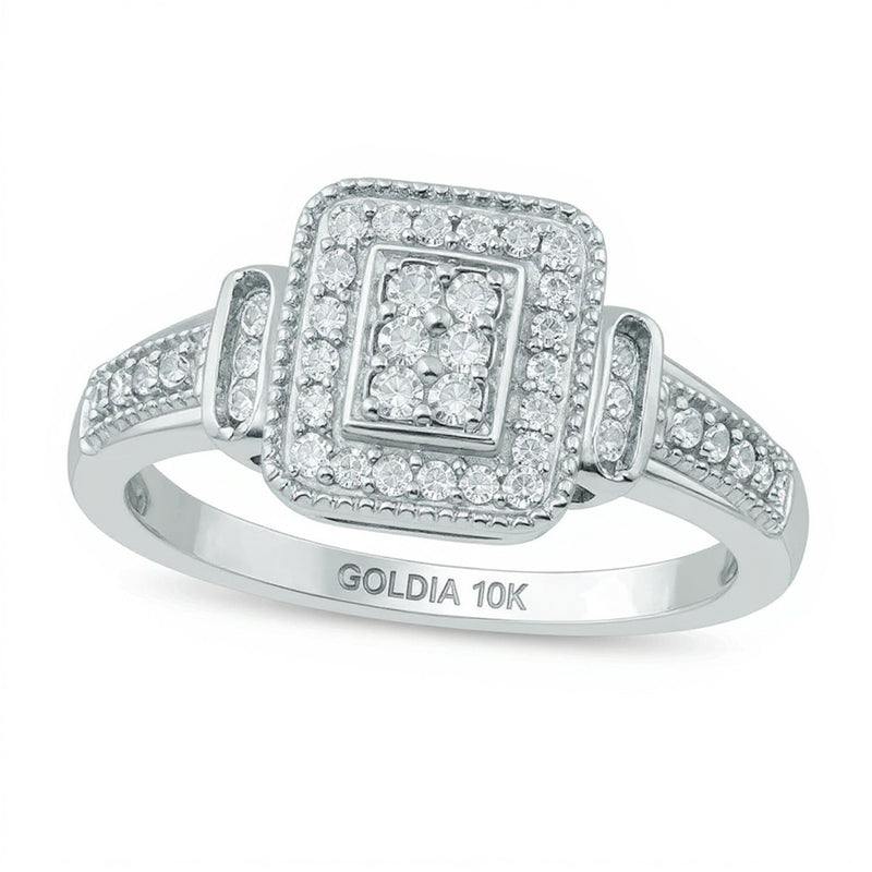 0.25 CT. Gesamtgewicht Multi-Diamant Ring mit rechteckigem Rahmen in 10K Weißgold