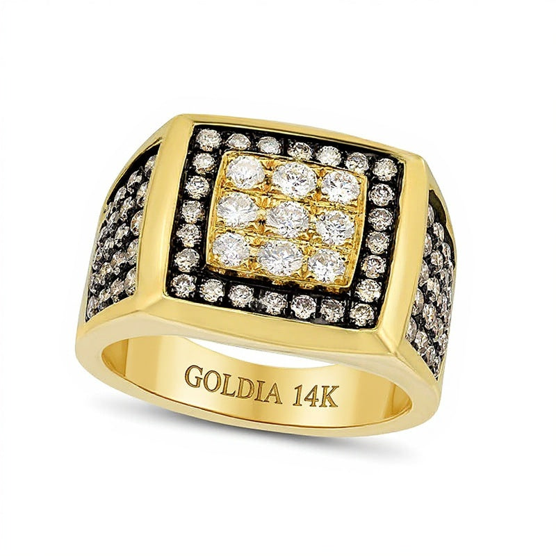 1.5 ct. Gesamtgewicht Champagner- und weißer Diamant Komposit-Ring in 14K Gelbgold