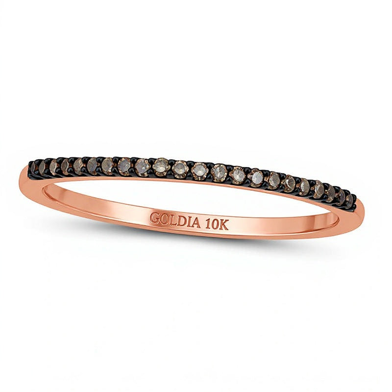0.1 CT. TW Champagner-Diamant Memoire-Ring in 10K Roségold mit schwarzem Rhodium