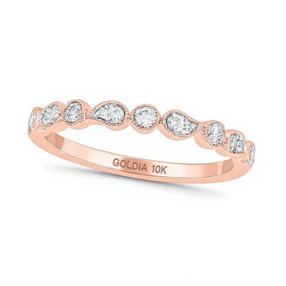 0.2 ct. Gesamtgewicht Diamant Paisley Stapel-Ring in 10K Roségold
