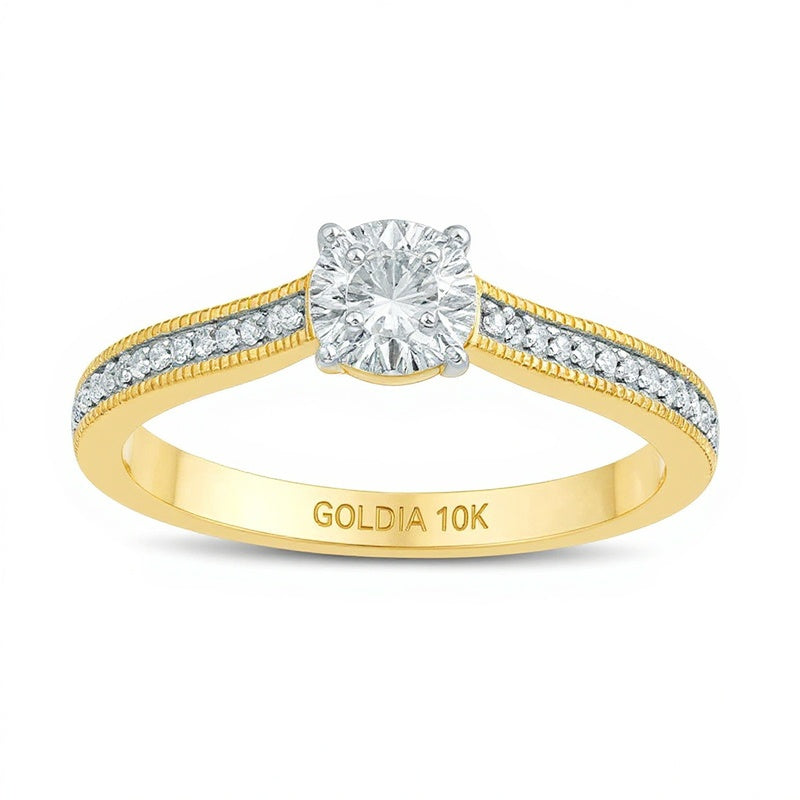 0.17 ct. Gesamtgewicht Diamant Freundschaftsring im Vintage-Stil aus 10K Gelbgold