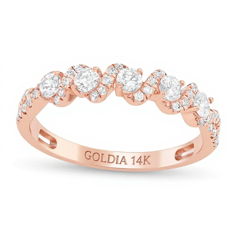 0.5 ct. Gesamtgewicht Diamant Spiral-Ring in 14K Roségold