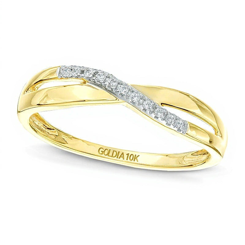 Diamant-Fashion-Ring mit Criss-Cross-Wellendesign in 10K Gelbgold