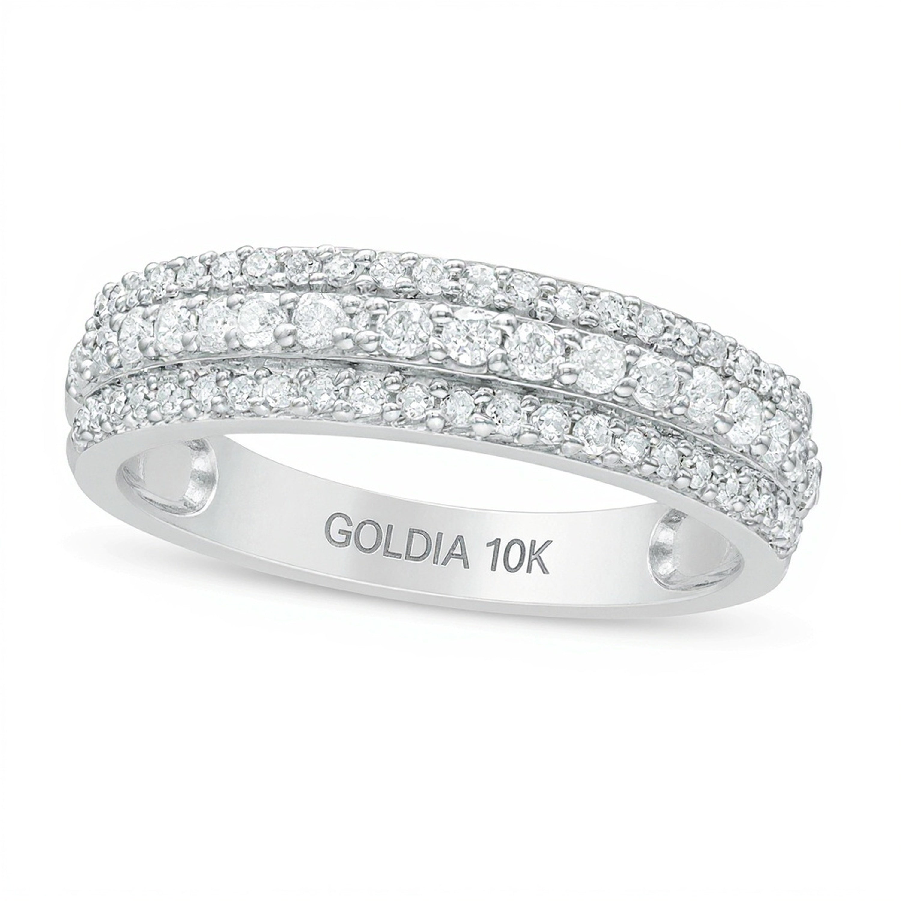 0.5 ct. Gesamtgewicht Diamant Ring dreireihig in 10K Weißgold